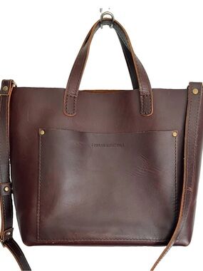 Portland Leather Goods Cognac Brown Smooth Leather Medium Crossbody Tote Bag